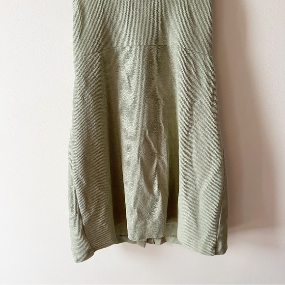 Free People Beach Olivia Corduroy Mini Dress Green Size Small Tie Front - Picture 9 of 10